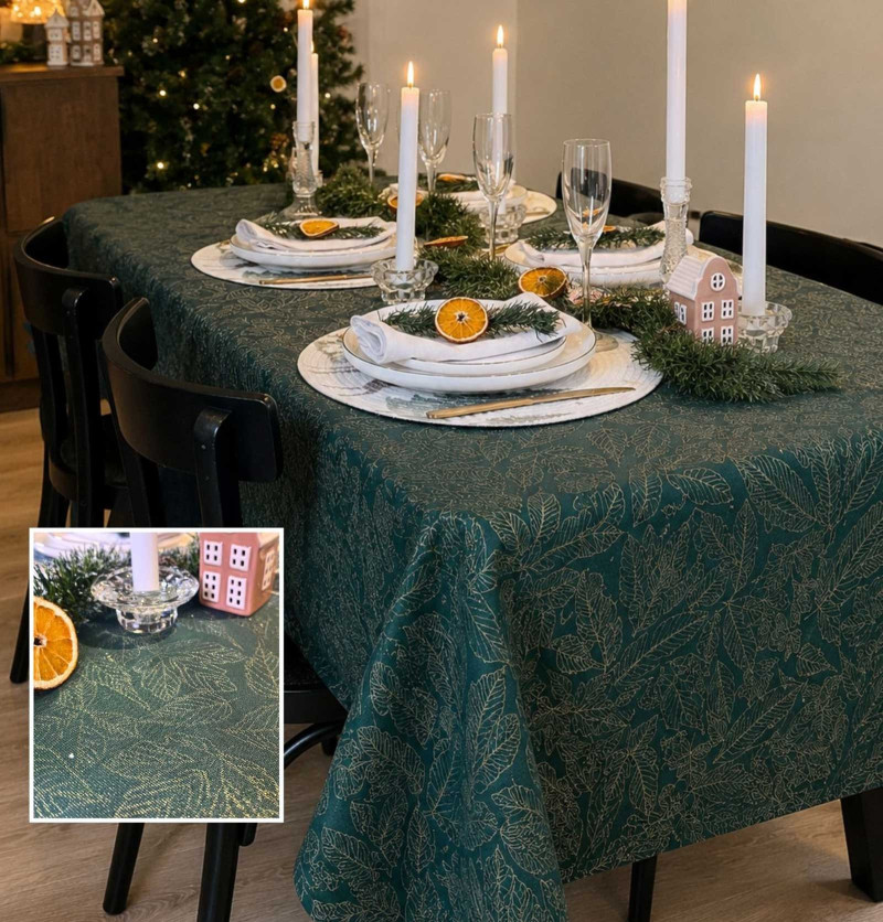 Nappe damassée Loriol bleu canard Calitex
