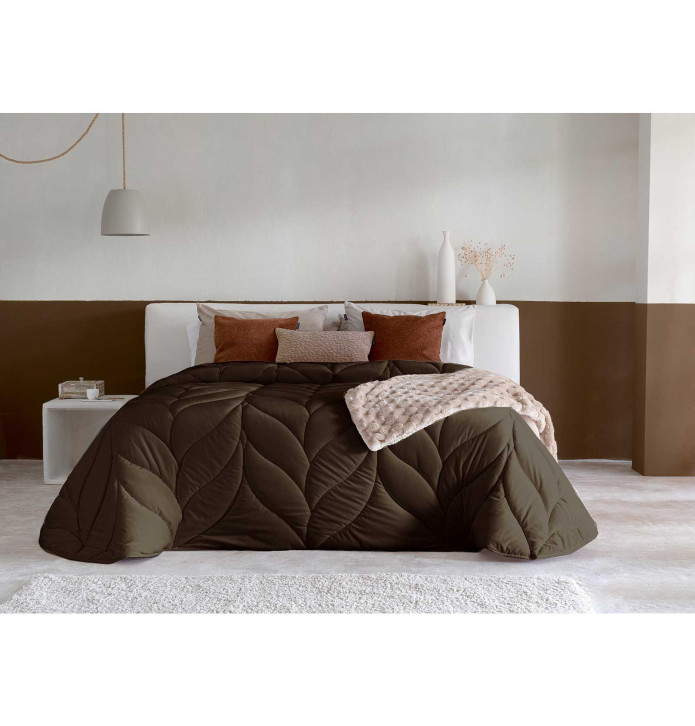 Couvre-lit velours matelassé Mimo marron Antilo - Blancollection