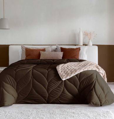 Couvre-lit velours matelassé Mimo marron Antilo