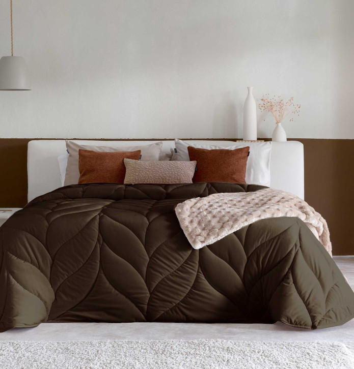 Couvre-lit velours matelassé Mimo marron Antilo