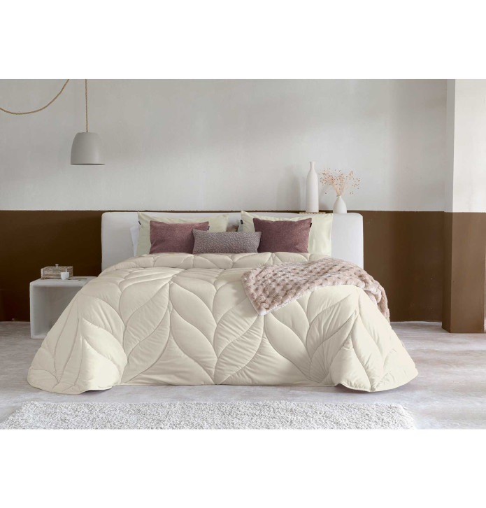 Couvre-lit velours matelassé Mimo beige clair Antilo - Blancollection