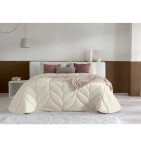 Couvre-lit velours matelassé Mimo beige clair Antilo - Blancollection