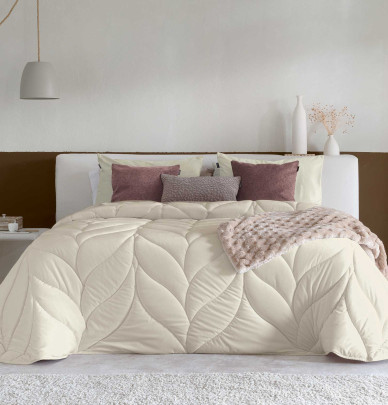 Couvre-lit velours matelassé Mimo beige clair Antilo