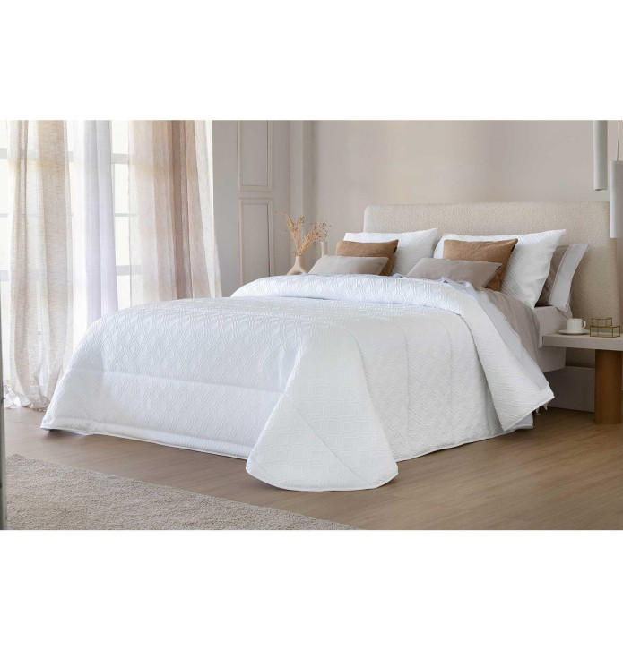 Couvre-lit matelassé Coco blanc Antilo - Blancollection