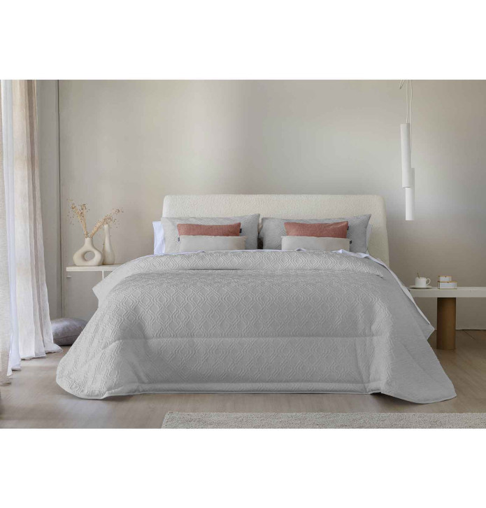 Couvre-lit matelassé Coco gris Antilo - Blancollection