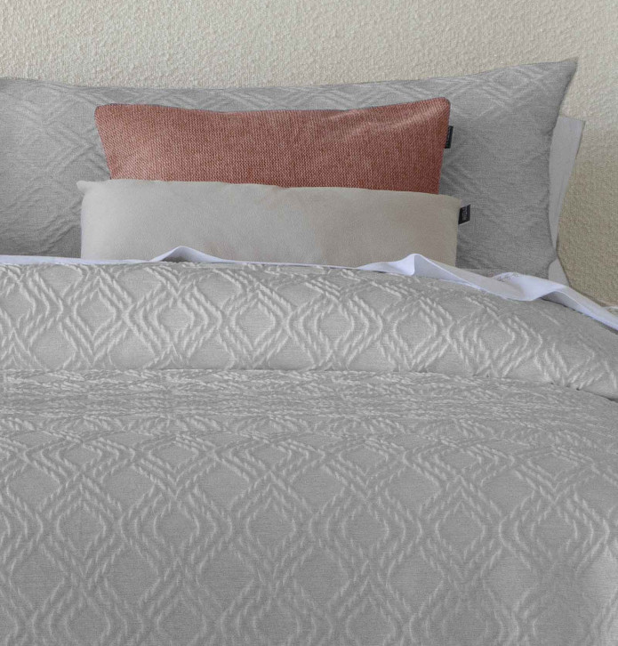 Couvre-lit matelassé Coco gris Antilo - Blancollection