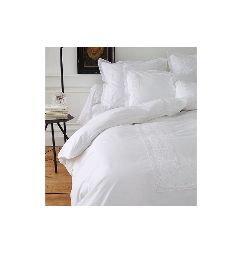 Drap percale Anecdotes blanc Sylvie Thiriez