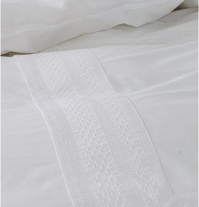 Housse de couette percale de coton brodée Anecdotes blanc zoom