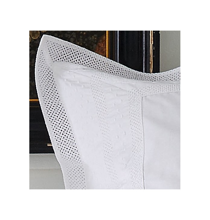 Taie d'oreiller percale de coton brodée Anecdotes blanc zoom