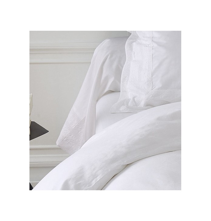 Taie de traversin percale de coton brodée Anecdotes blanc Sylvie Thiriez Taie de traversin percale de coton brodée Anecdotes blanc Sylvie Thiriez