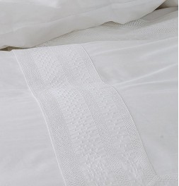 Parure de lit percale de coton brodée Anecdotes blanc - zoom housse de couette