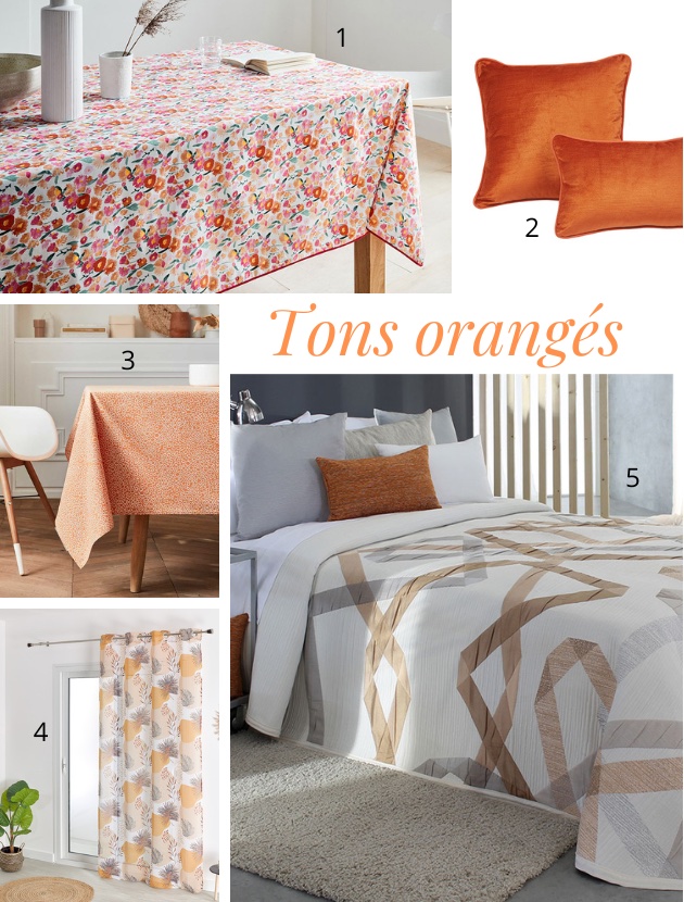 Planche déco tons orangés