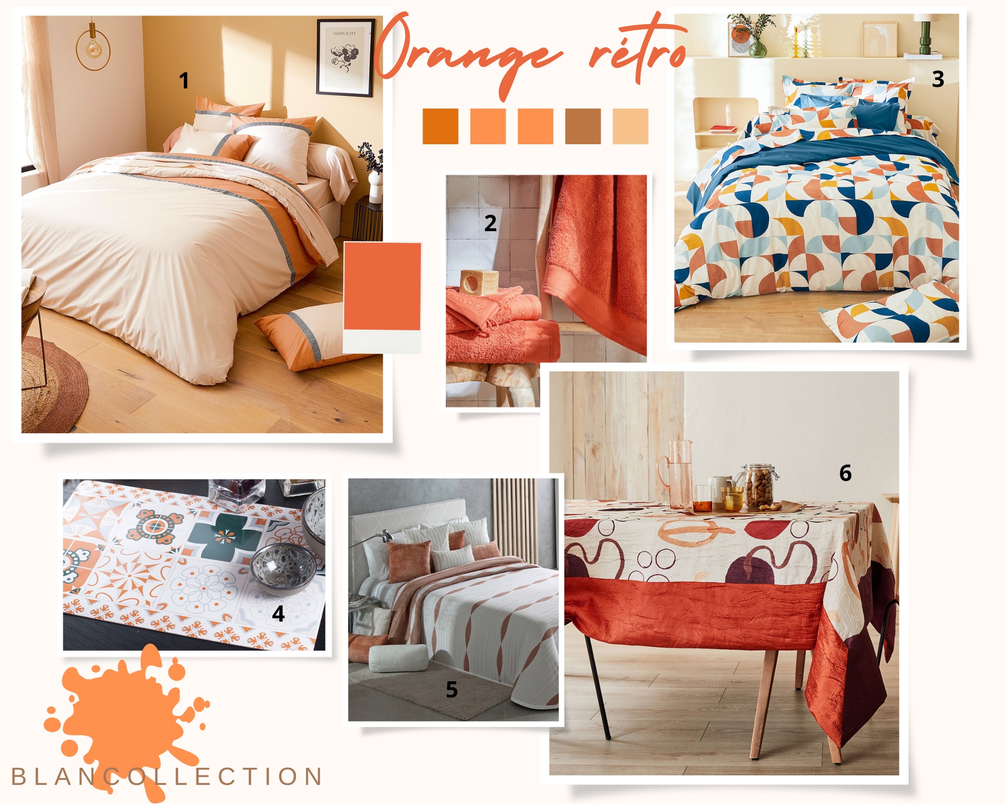 Planche déco orange rétro