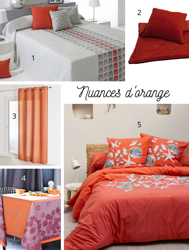 Planche déco nuances d'orange