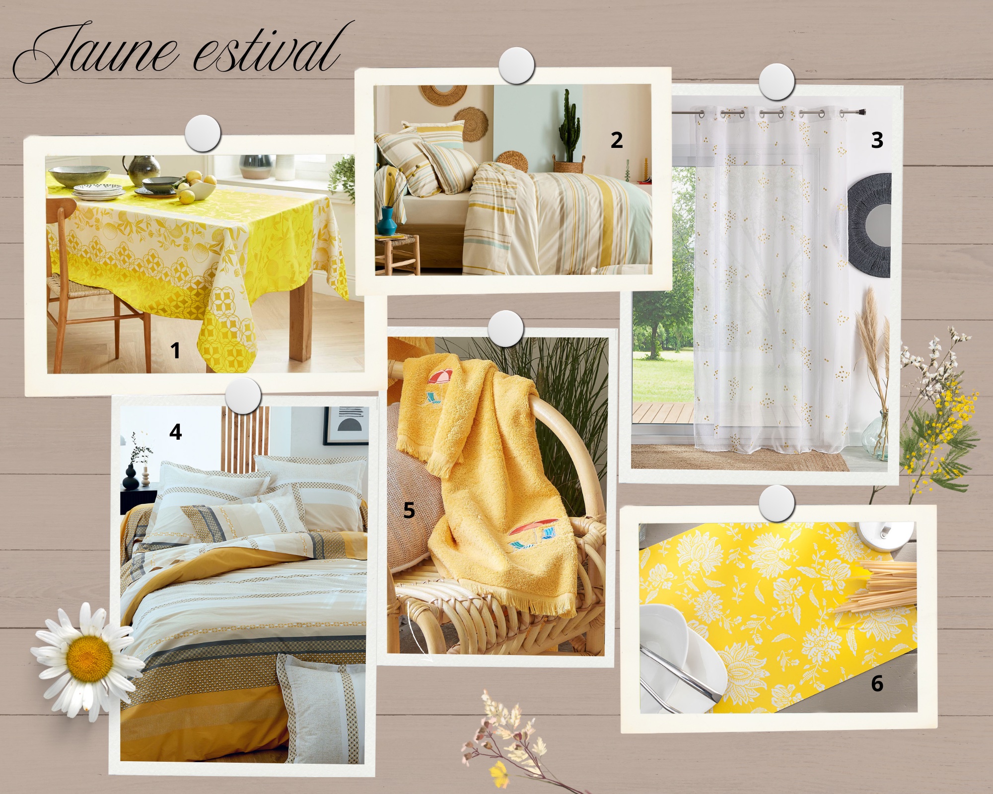 Planche déco Jaune Estival