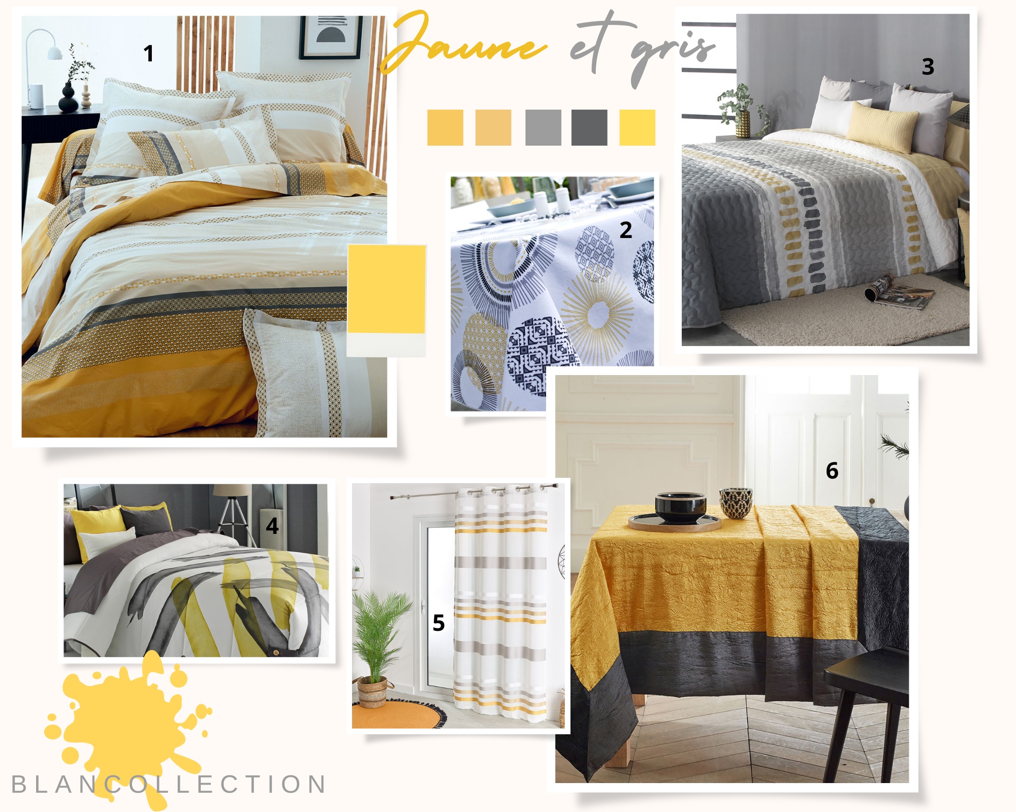 Planche déco jaune et gris