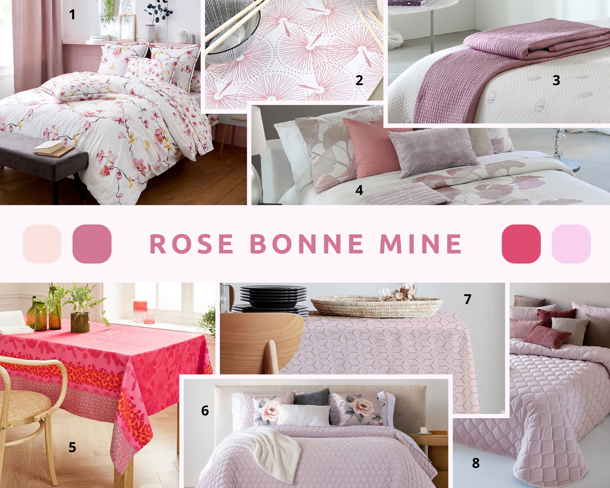 Planche déco rose bonne mine