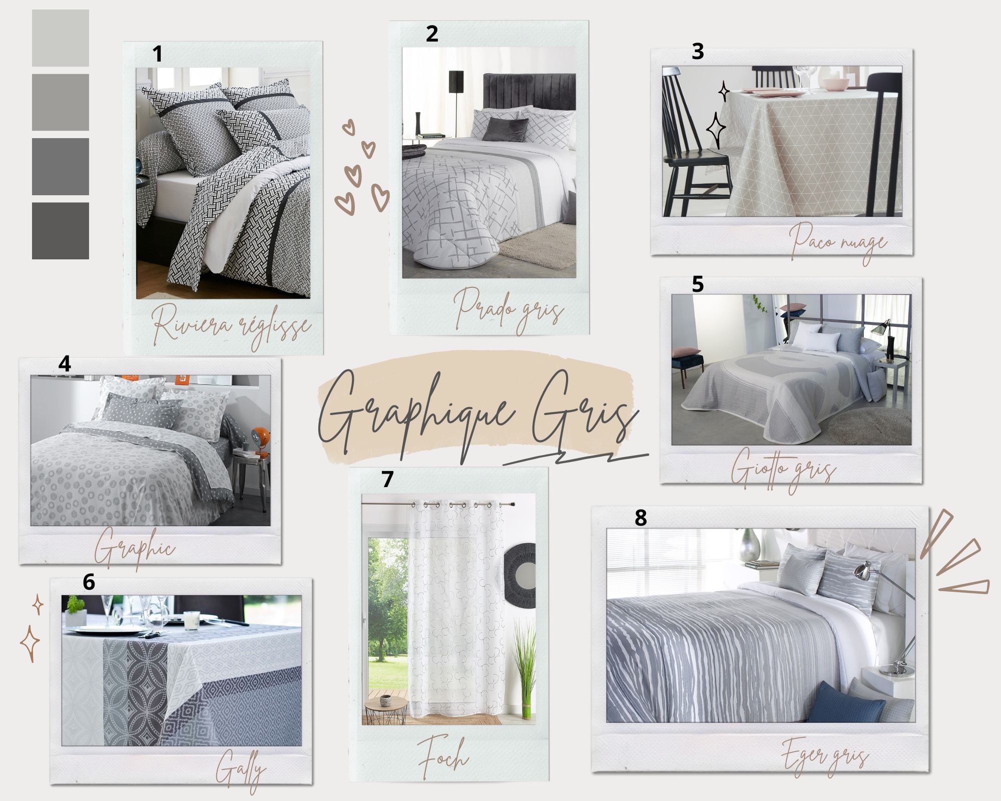 Planche déco graphique gris