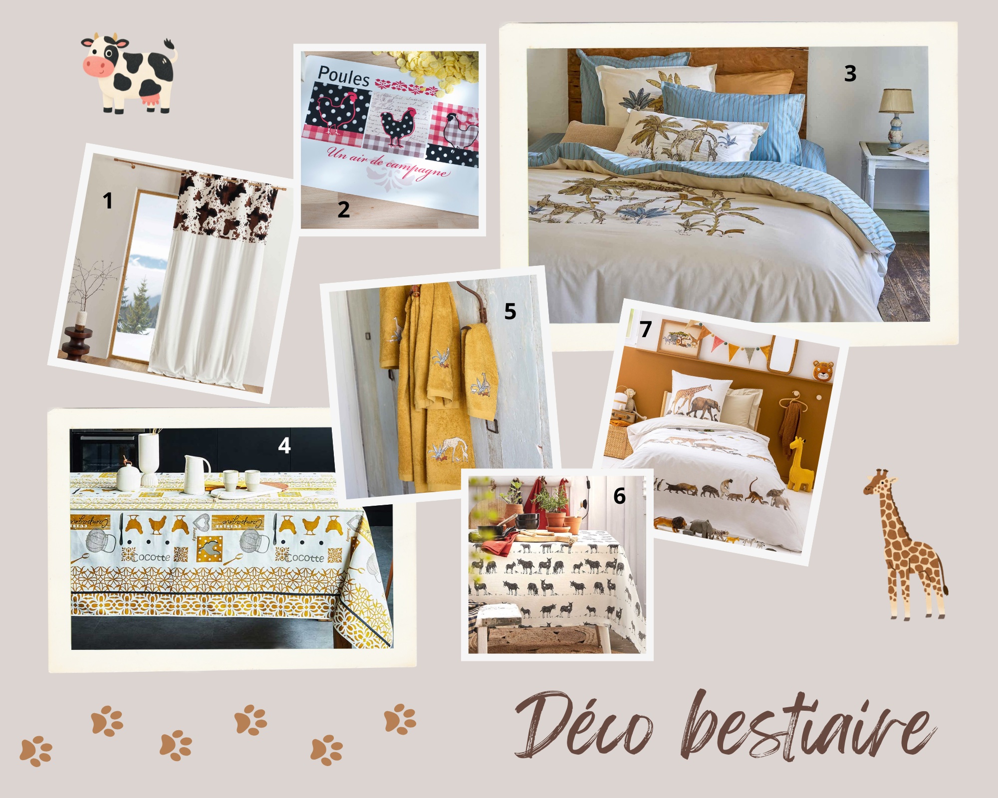 Planche déco bestiaire