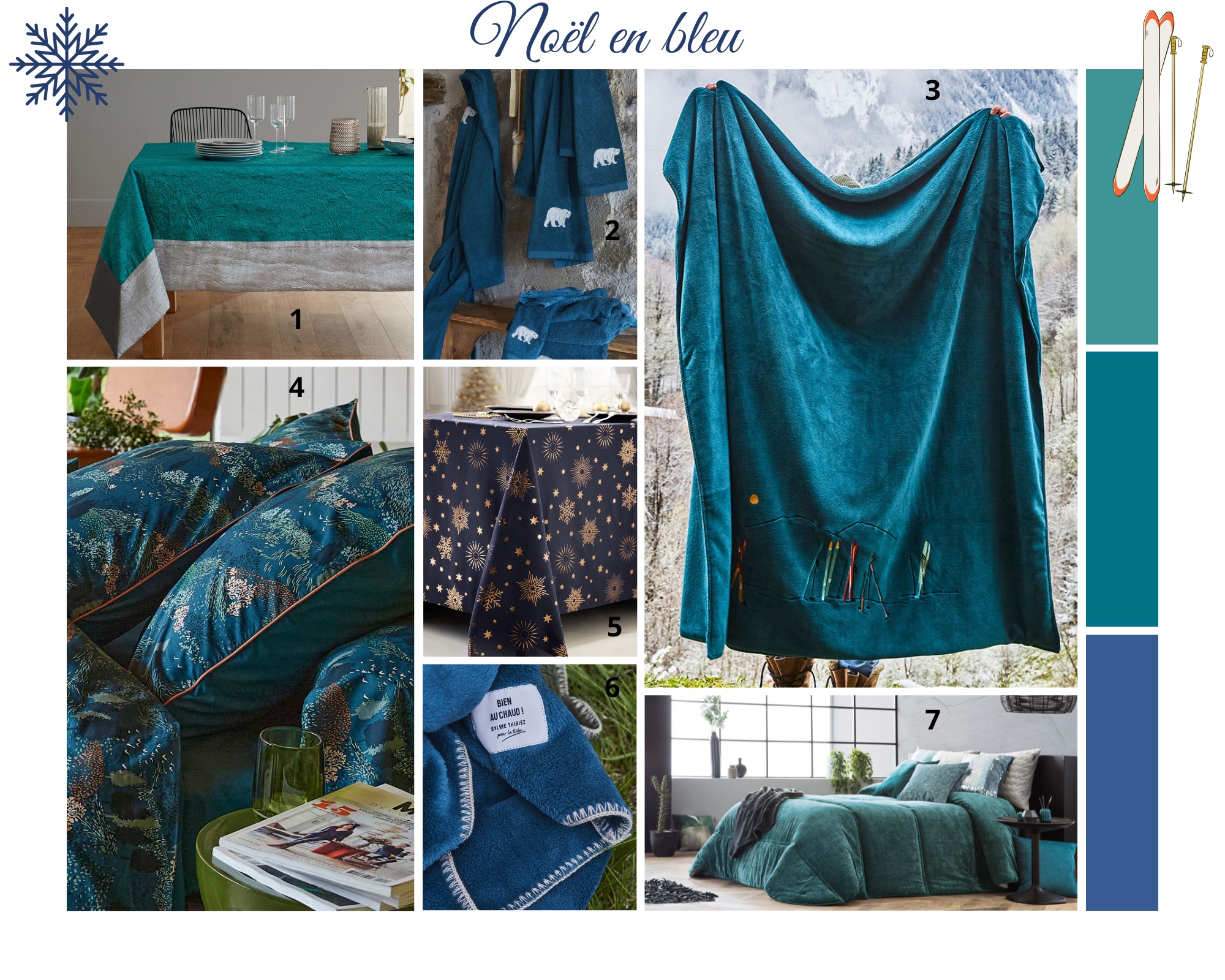 Planche déco Noël bleu