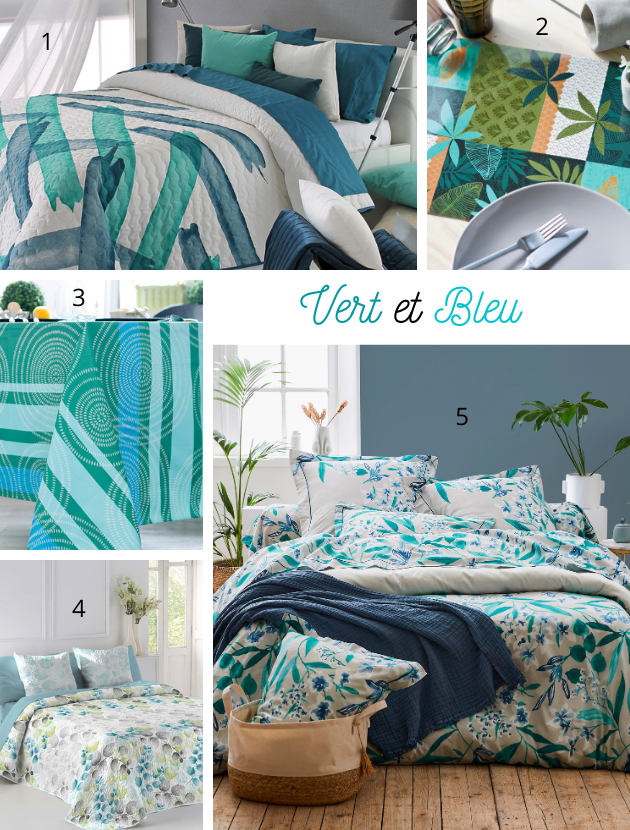 planche déco vert et bleu